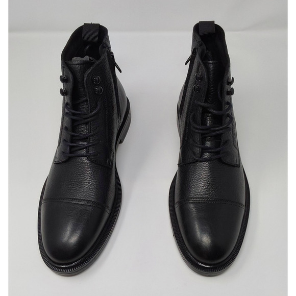 Aldo Black Leather Cap Toe Ankle Boots Mens Size 9 Lace Up Zip Portugal main image 3